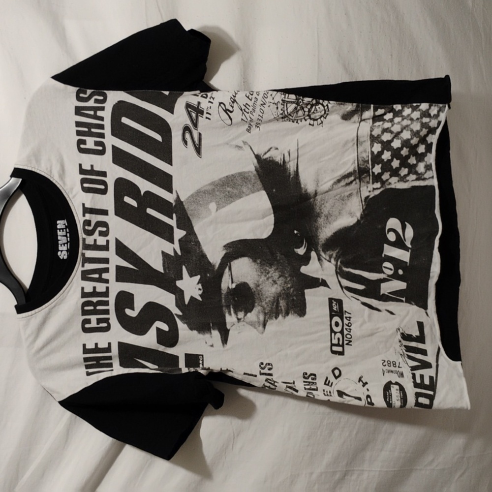 (C-31) SALE! RARE! Seven Souls Easy Rider Shirt Sz.M Bottom Cut Off Distressed